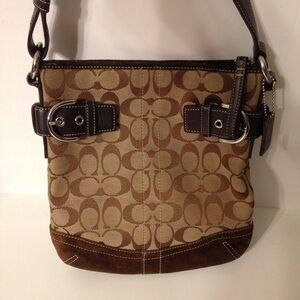 Coach messenger shoulder bag suede sig c b…
